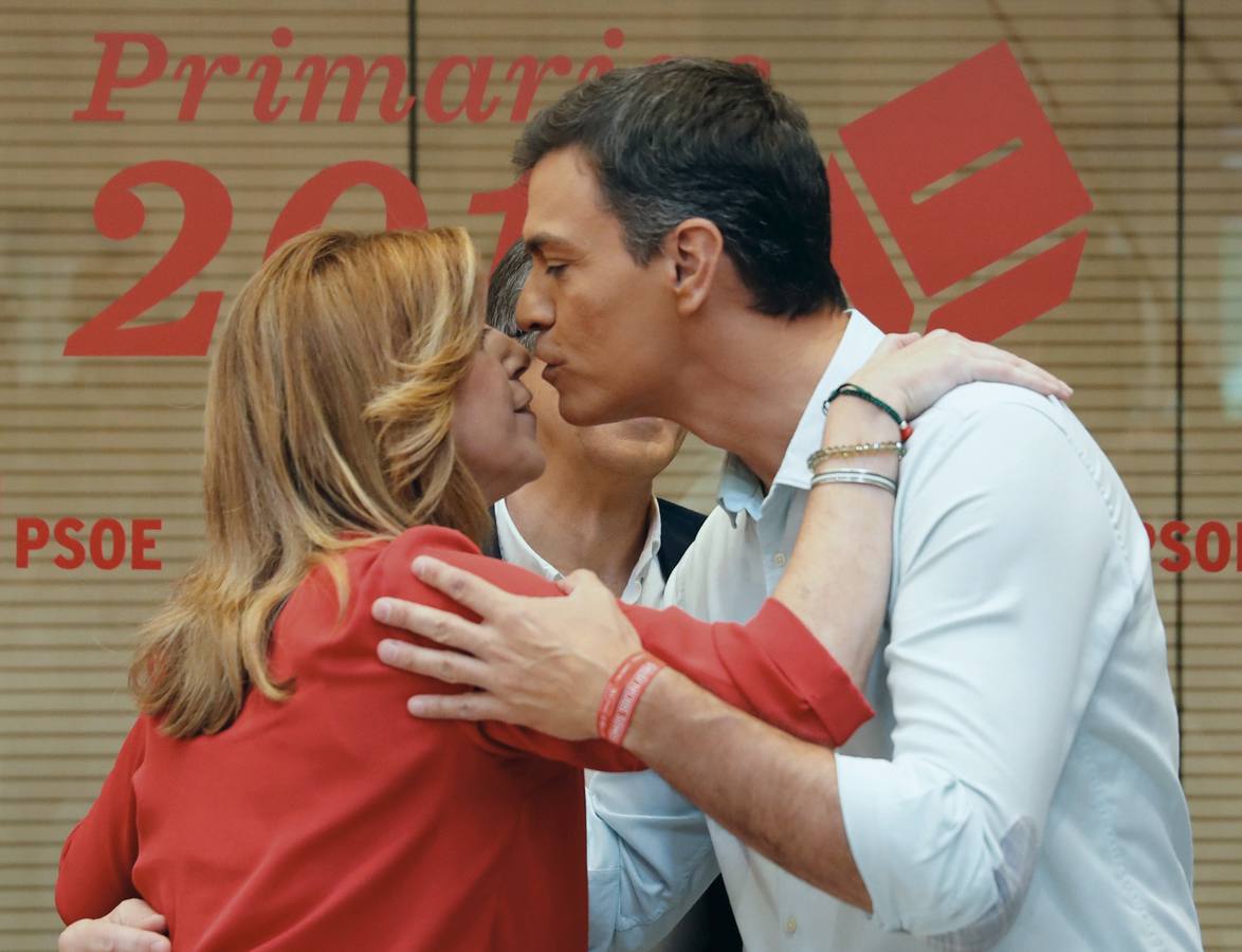 Lunes, 15 de mayo: El debate de las primarias de PSOE evidencia la animadversión extrema entre Pedro Sánchez y Susana Díaz, en donde Patxi López refuerza la imagen de pacificador. Fotografías: Agencias