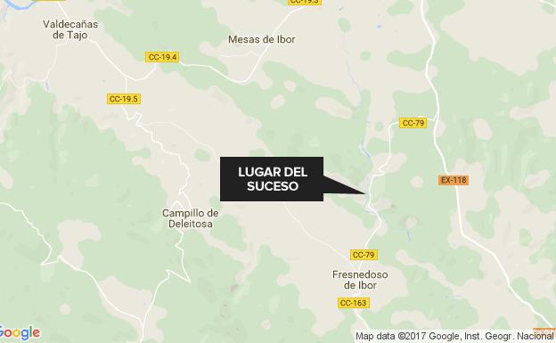 Tres heridos tras una salida de vía en la comarcal que une Fresnedoso y Bohonal de Ibor