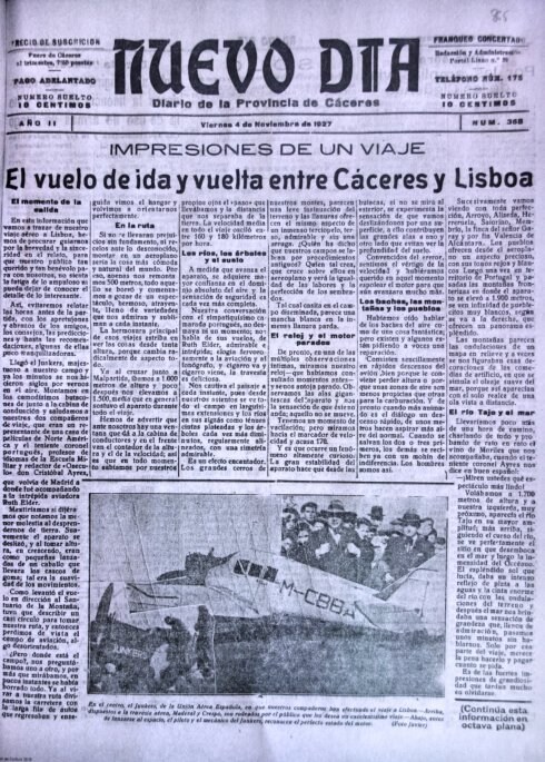Crónica del vuelo Cáceres-Lisboa en 'Nuevo Día'. :: E.R.