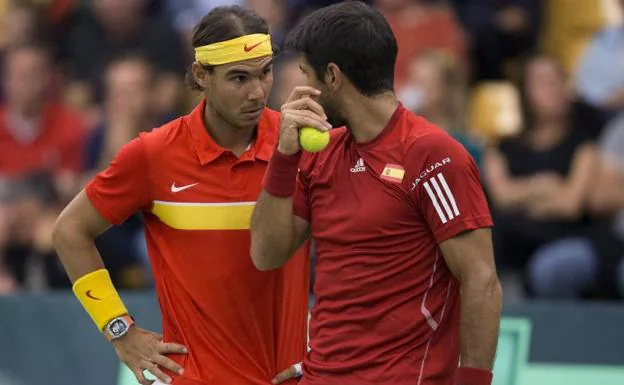 Rafa Nadal, en un partido de la Copa Davis con España. 