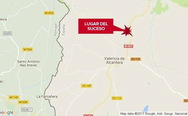 Una joven sufre policontusiones en un accidente en Valencia de Alcántara