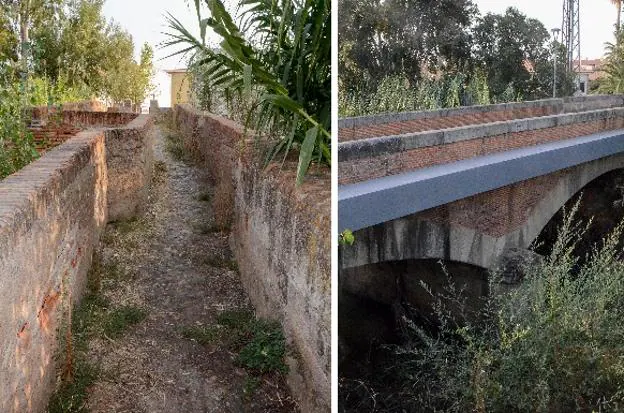 A la izquierda, La Pontecilla. A la derecha, el Puente Viejo de Talavera la Real, la obra civil más importante del municipio. :: c. moreno