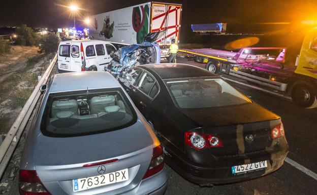 Accidente múltiple en la A7, en Murcia.