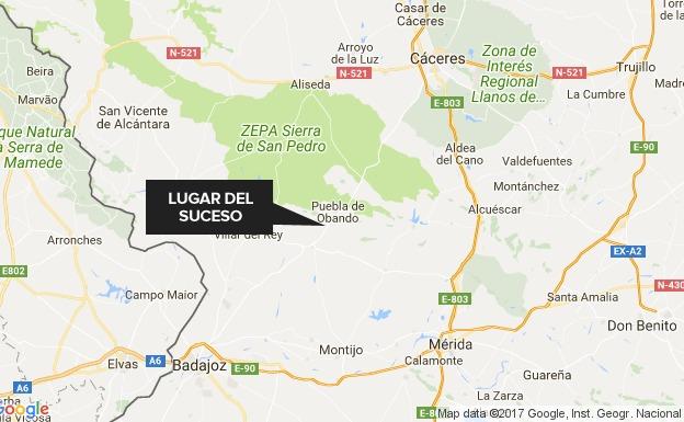 El suceso ha tenido lugar entre Puebla de Obando y la Roca de la Sierra.