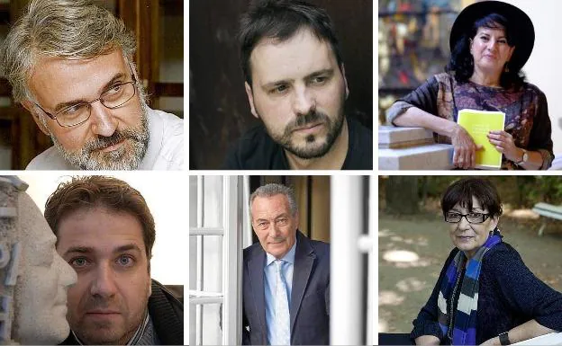 Eduardo Moga, Kirmen Uribe, Aurora Luque, Jordi Doce, Jacobo Cortines y Olvido García Valdés..