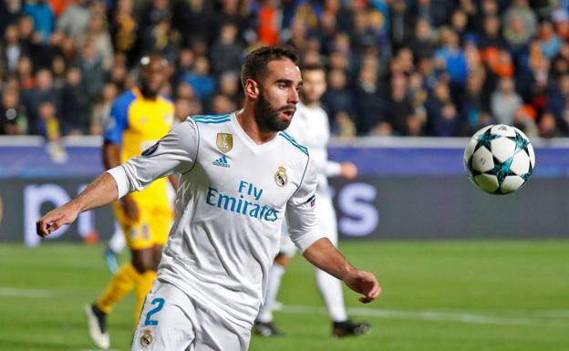 Carvajal, en el partido ante el Apoel. 