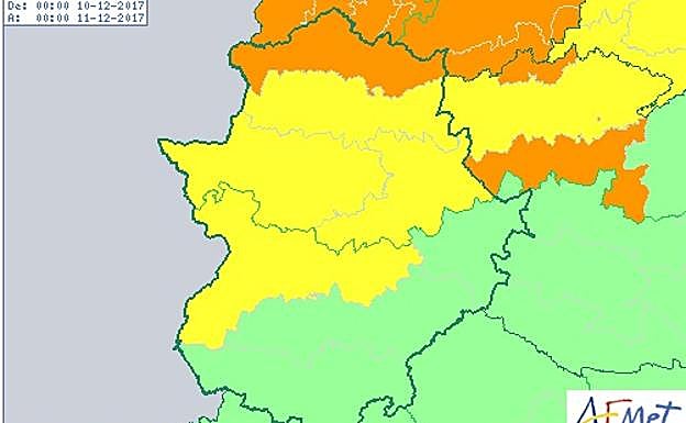 Alerta naranja por fuertes vientos en el norte extremeño este domingo