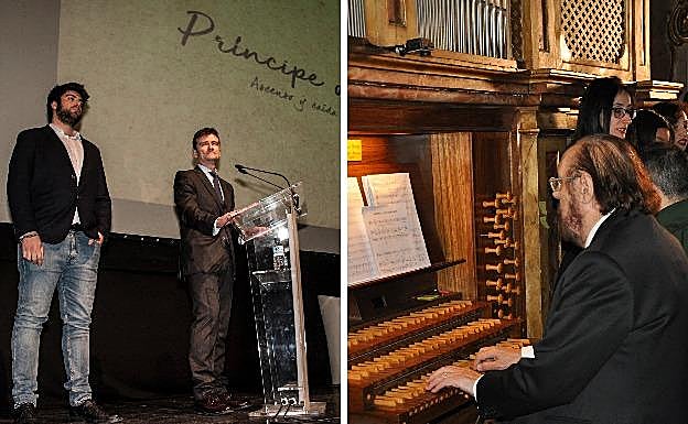 A la izquierda, presentación del documental sobre Manuel Godoy y a la derecha, estreno de la misa escrita por Miguel del Barco.