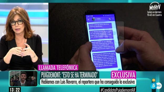 Pantallazo del programa de Telecinco durante la difusión de la noticia. :: r. c.