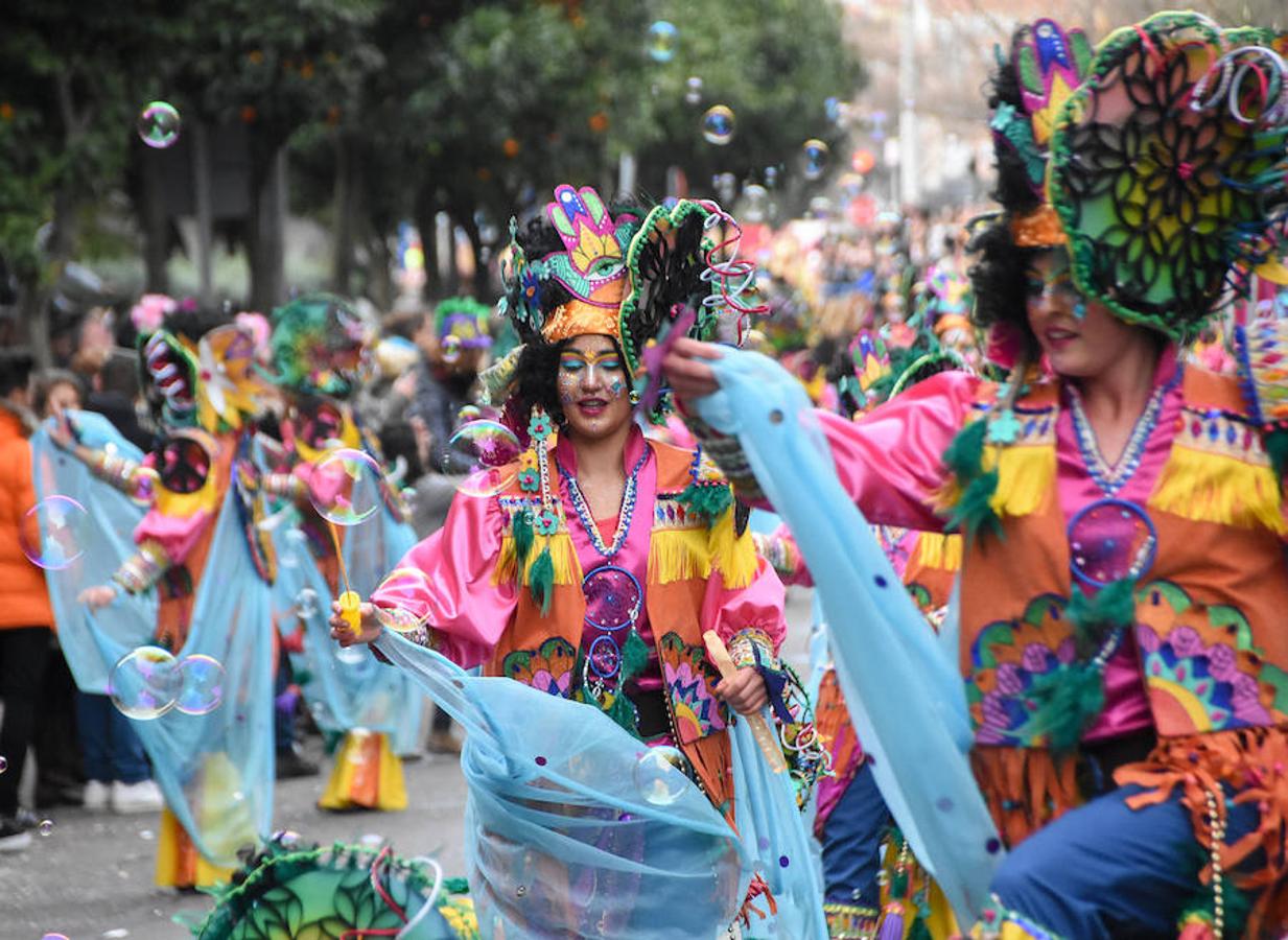 Pompas de jabón, amor y sonrisas repartió La Bullanguera este carnaval. Para ello, sus miembros llevaron un disfraz cómodo, divertido y con mucho colorido elaborado a partir de material reciclado