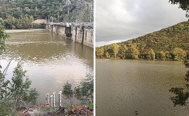 Estado que presentaba este domingo la presa de Villar del Rey:. HOY