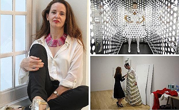 A la izquierda, Myriam Hurtado con uno de sus collares. A la derecha, algunos de sus diseños.