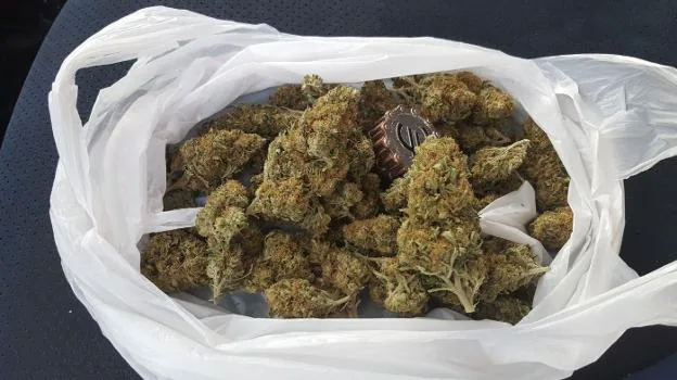 Bolsa de marihuana incautada en el control. :: policía local