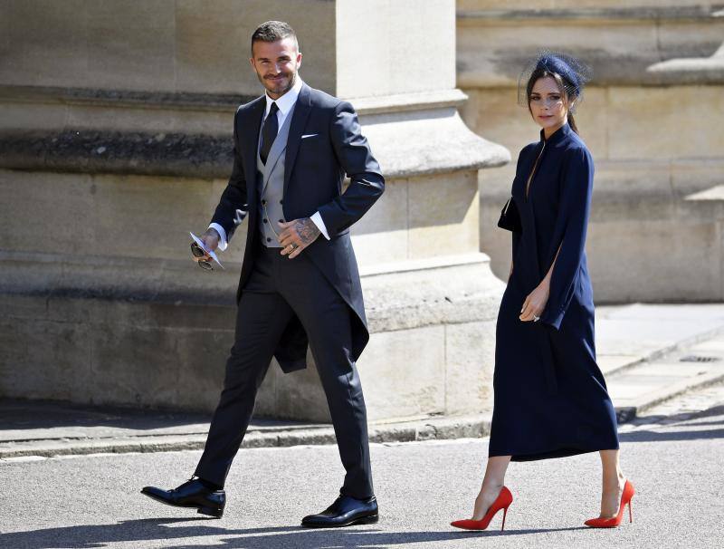 David y Victoria Beckham, a su llegada al Castillo de Windsor.