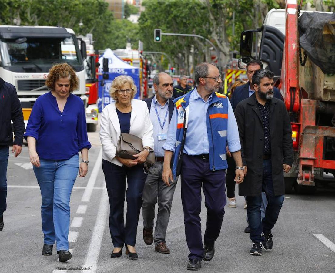 La alcaldesa de Madrid, Manuela Carmena, se desplazó hasta el lugar de los hechos tras saber que habían localizado el cadáver de José María Sánchez.