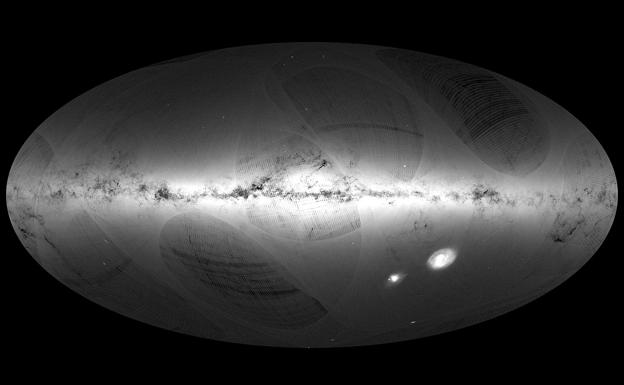 Imagen publicada por la Agencia Espacial Europea que muestra el mapa tridimensional más detallado de la Vía Láctea. 
