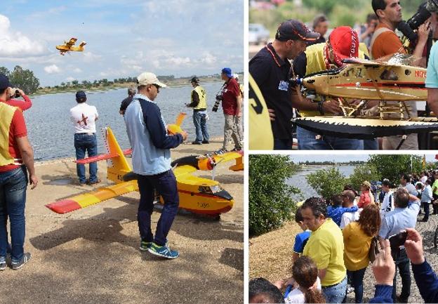 Más de treinta pilotos de hidroaviones teledirigidos volaron sus réplicas bajo un graderío improvisado junto a la antigua caseta del club de piragüismo