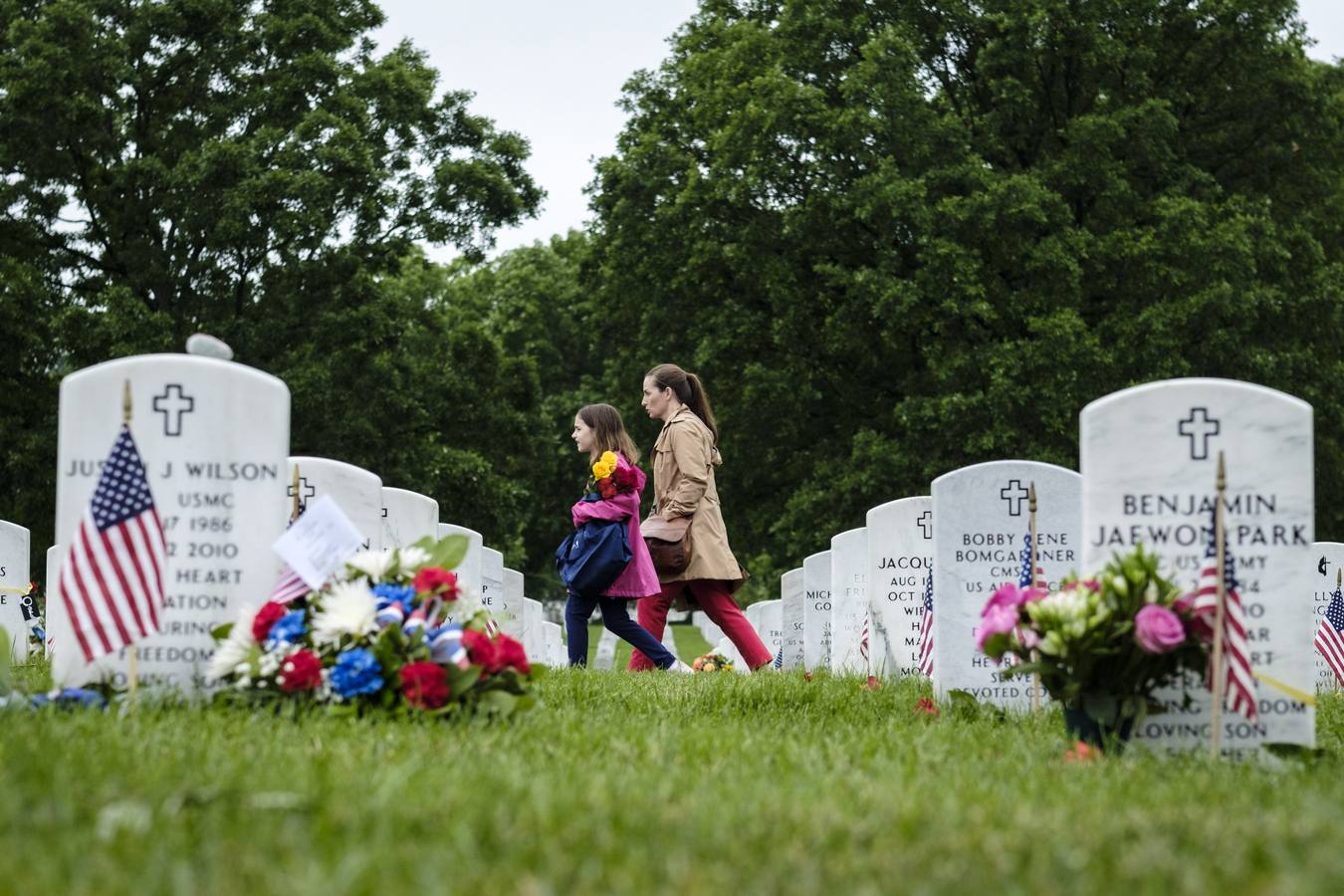 Celebración del Día de los Caídos en el Cementerio Nacional de Arlington National Cemetery en Arlington (EE.UU.)