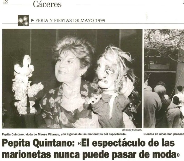 19-Pepita Quintano, viuda de Maese Villarejo, en una entrevista concedida a HOY publicada el 30 de mayo de 1999.