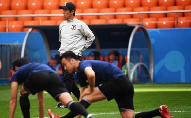 Jugadores de Japón durante el entrenamiento