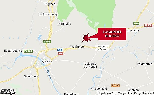 Cuatro jóvenes resultan heridos tras una salida de vía de un automóvil en Trujillanos