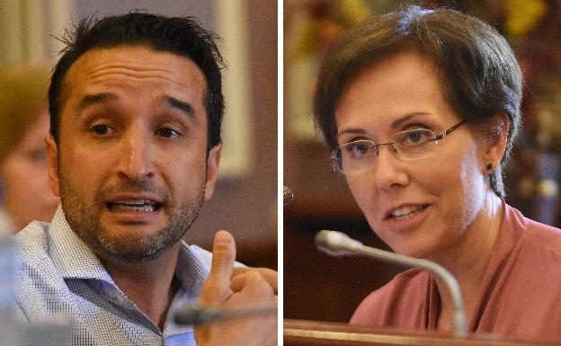 Ricardo Cabezas y María José Solana ayer, durante sus intervenciones en el pleno. :: 