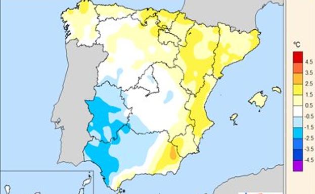 Mapa de temperaturas en España de la Aemet