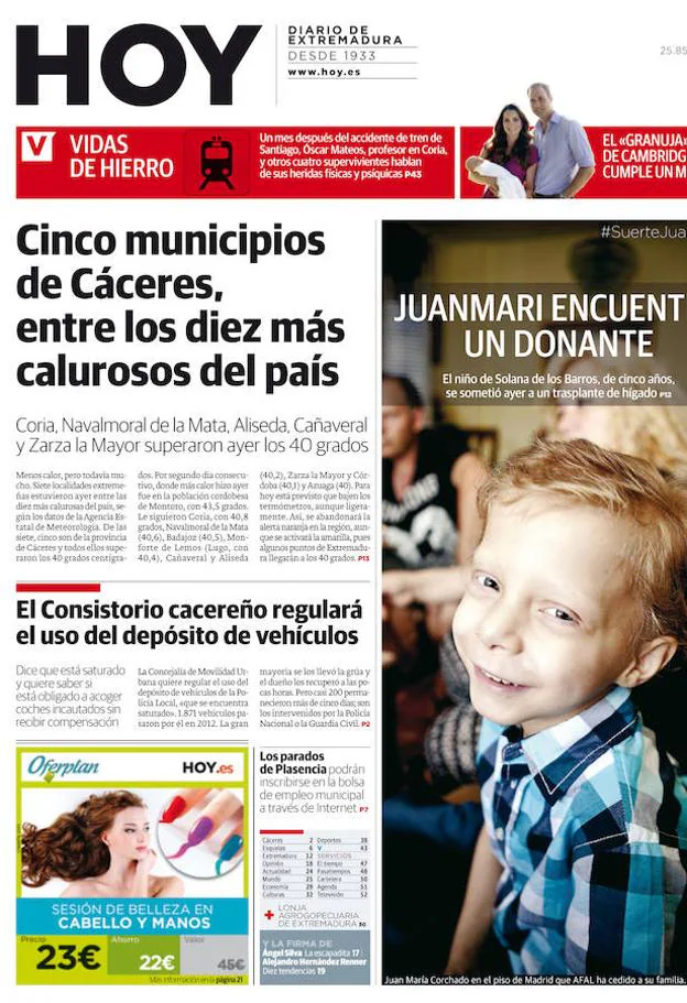 Juan María Corchado, de cinco años, encuentra un donante