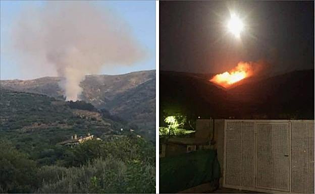 Seis medios aéreos intentan apagar el incendio forestal de Cabezuela del Valle