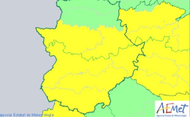 La Aemet amplía la alerta por tormentas en Extremadura 