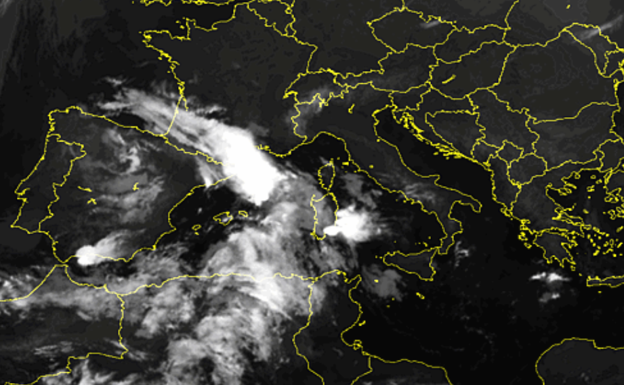 Imagen de la borrasca a su paso por Mallorca esta mañana las 7.00 horas,