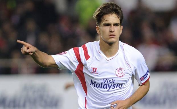 Denis Suárez, con la camiseta del Sevilla en un partido de la Europa League en 2014. 