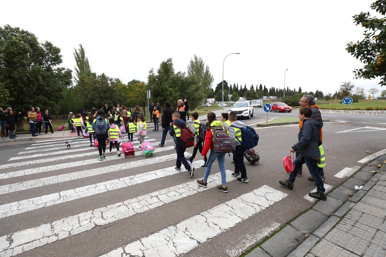 El presidente de la Junta de Extremadura, Guillermo Fernández Vara, la consejera de Medio Ambiente y Rural y el alcalde de Mérida, Antonio Rodríguez Osuna, junto a decenas de escolares y docentes del colegio Ciudad de Mérida han participado esta mañana en la ruta 'Camino escolar', actividad incluida en las I Jornadas de Territorio y Urbanismo Inclusivos que se celebran en la capital extremeña. 
