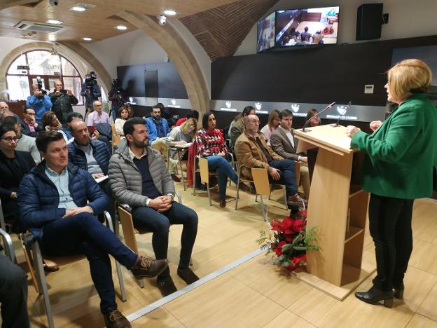 La presidenta de la Diputación, Rosario Cordero, hizo ayer balance del año 2018. :: jorge rey