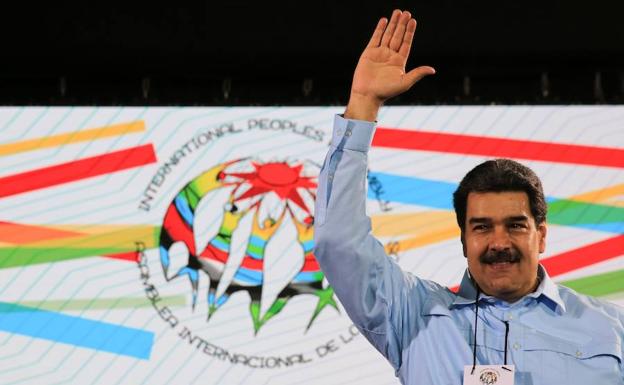 El presidente venezolano Nicolás Maduro durante su participación en el acto de cierre de la Asamblea Internacional de los Pueblos en Caracas (Venezuela).