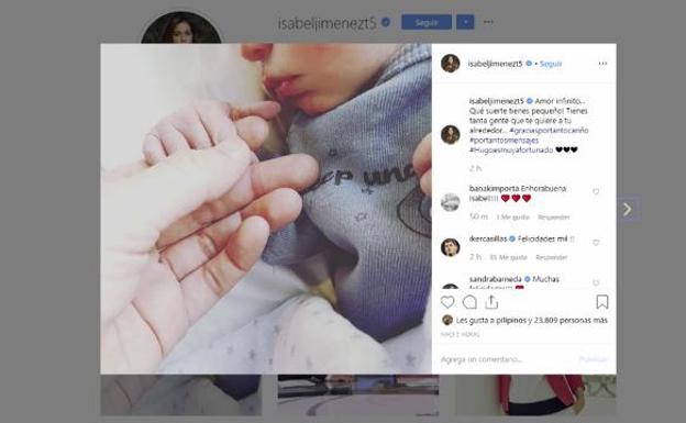 Isabel Jiménez comparte la primera foto de su hijo