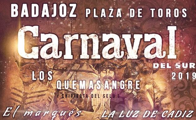 Cartel del festival Carnaval del Sur, que se celebra este sábado en Badajoz.