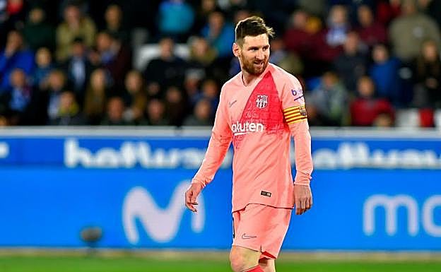 Messi, durante el partido ante el Alavés. 