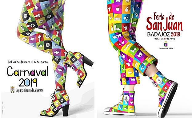 A la izquierda, el cartel anunciador del Carnaval de Albacete de 2019, a la derecha el cartel anunciador de la Feria de San Juan de este año. 