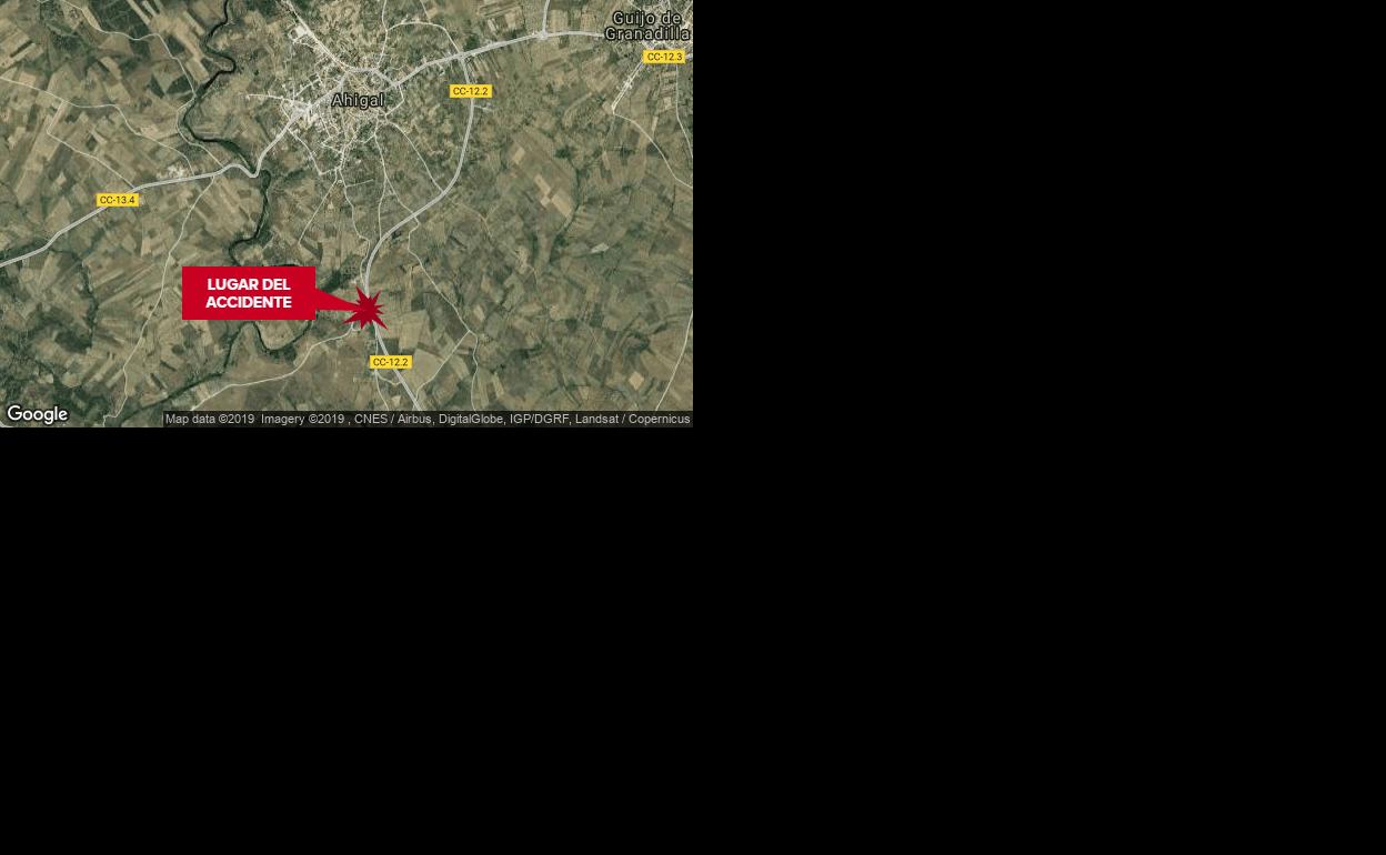 Un hombre resulta herido grave en una salida de vía en Ahigal