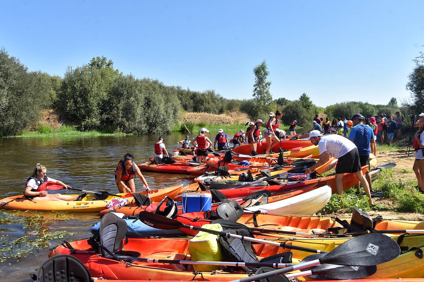 Coria ha acogido este domingo 4 de agosto el duodécimo descenso del río Alagón 'Puente de la Macarrona-Puente de Hierro', un evento que aúna deporte, turismo y naturaleza, y con el que el Ayuntamiento de la localidad pretende reivindicar un río más limpio y cuidado.