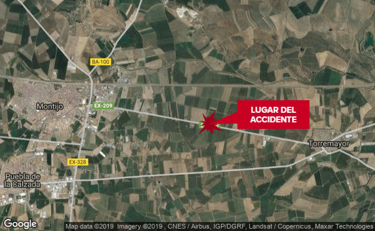 Un hombre de 52 años resulta herido grave al salirse de la carretera cerca de Montijo