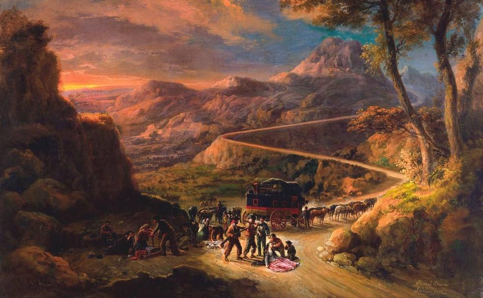 Cuadro de Manuel Barrón, de 1869, con bandoleros en el Puerto de Miravete. :: 