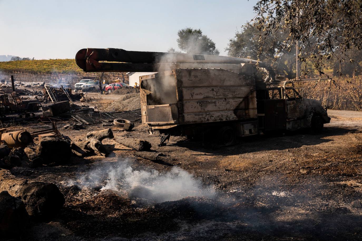 Casa arrasada por las llamas durante el incendio Kincade