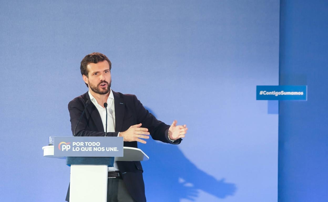 Pablo CAsado, durante un mitin. 