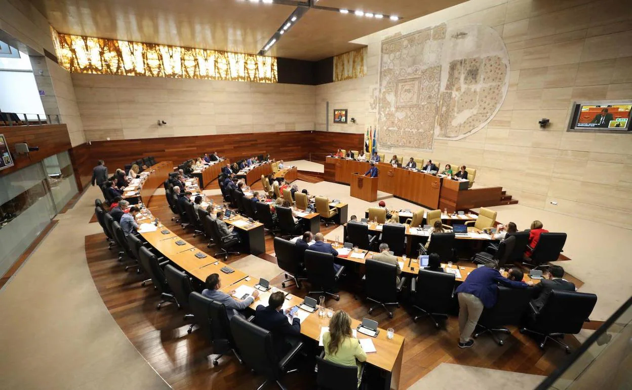 Diputados en la Asamblea de Extremadura durante una sesión plenaria.