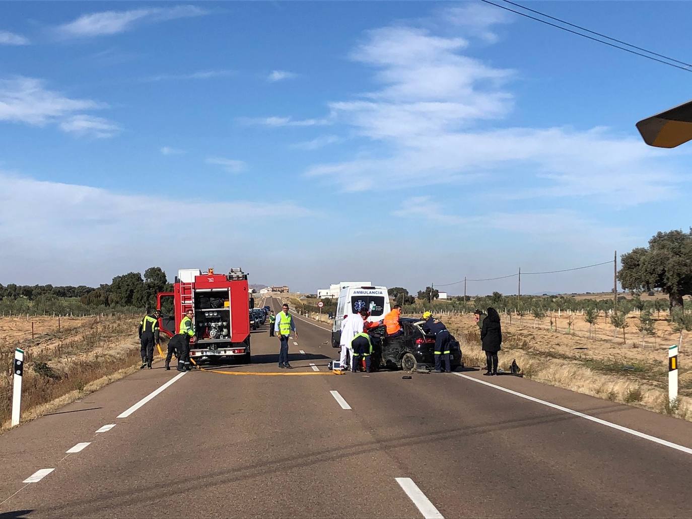 Fotos: Accidente ocurrido en la carretera Ex 346, que une Don Benito con Quintana de la Serena