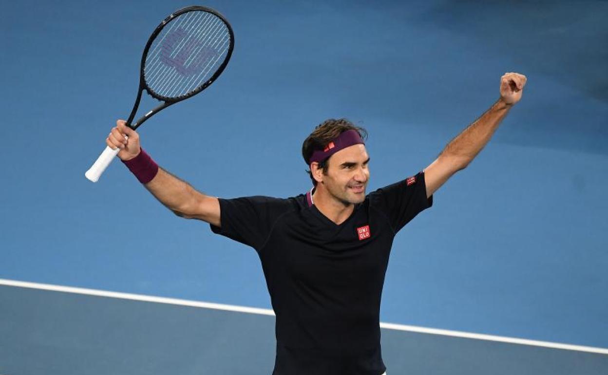 Roger Federer celebra su sufrido triunfo en Australia. 