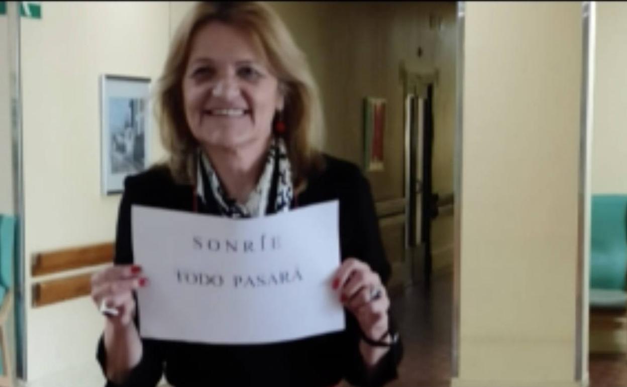 Imagen de Amparo García en un vídeo de ánimo del pasado día 18.