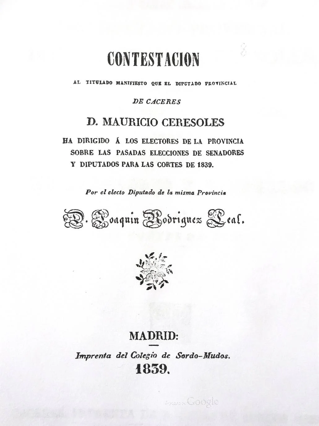 Folleto de Joaquín Rodríguez Leal.